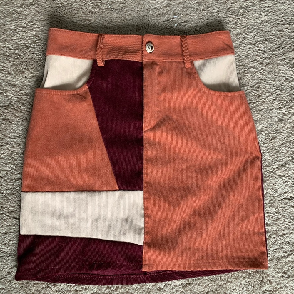 Corduroy Color Blocked Skirt